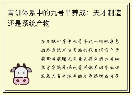 青训体系中的九号半养成：天才制造还是系统产物